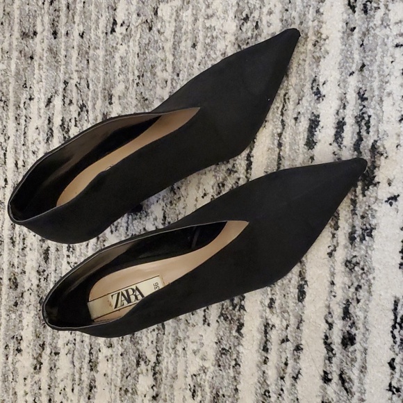 Zara black micro suede heel - Picture 2 of 8